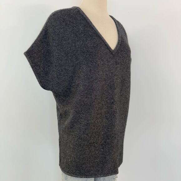 Neiman Marcus Cashmere Pullover Sweater Tunic Dolman Sleeve Dark Gray Silver M - Picture 4 of 10